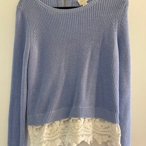 Chico’s blue lace trim sweater